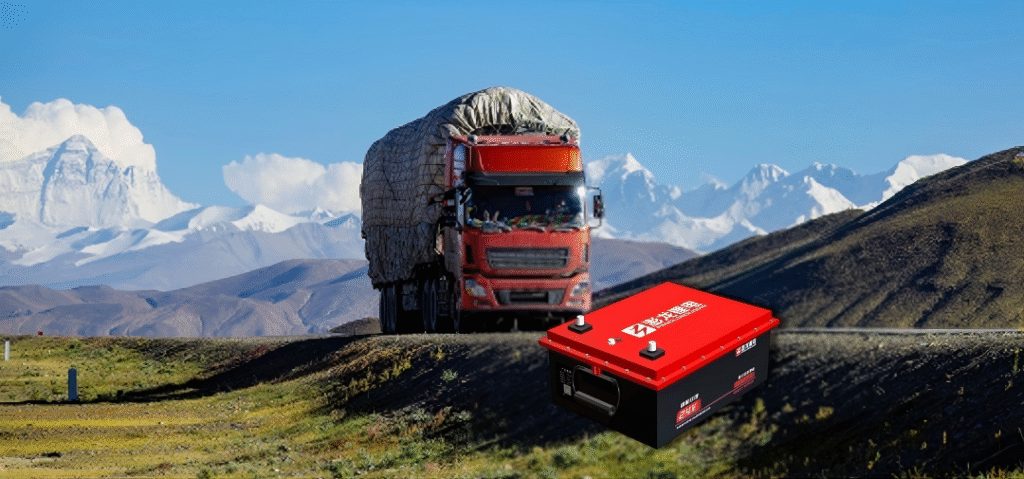 Truck Driver Using Cab Appliances with TZST Battery Power While Parked